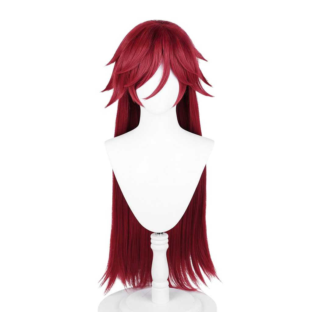 White Smoke Black Butler Grell Sutcliff Cosplay Wig - Dark Red Long Hair