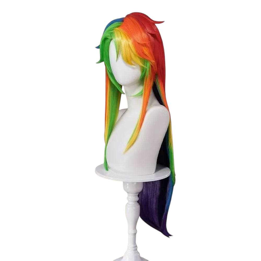 Light Gray My Little Pony Rainbow Dash Cosplay Wig - Rainbow Long Hair (Styled Top)