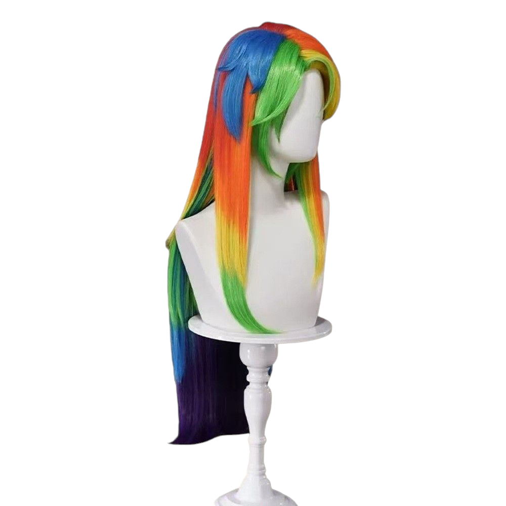 Dark Slate Gray My Little Pony Rainbow Dash Cosplay Wig - Rainbow Long Hair (Styled Top)