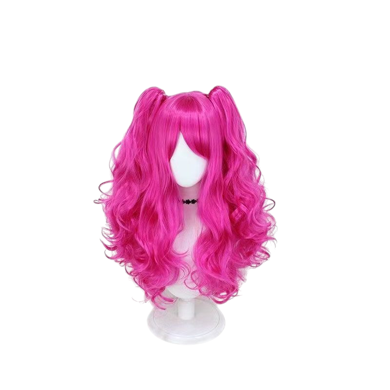 Violet Red My Little Pony Pinkie Pie Rose-Red Pigtail Cosplay Wig (Skin Top)