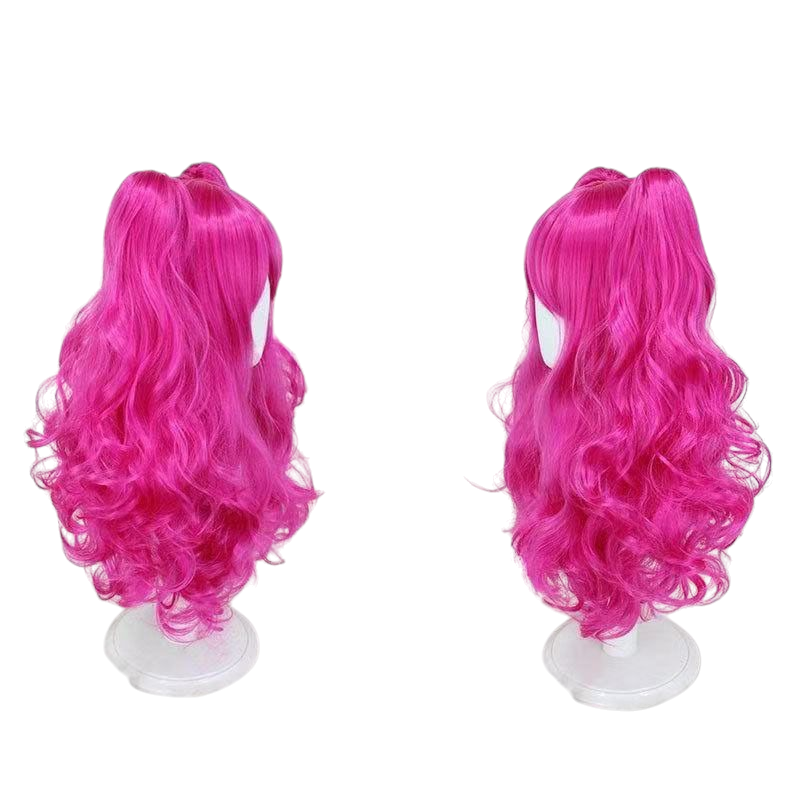 Violet Red My Little Pony Pinkie Pie Rose-Red Pigtail Cosplay Wig (Skin Top)