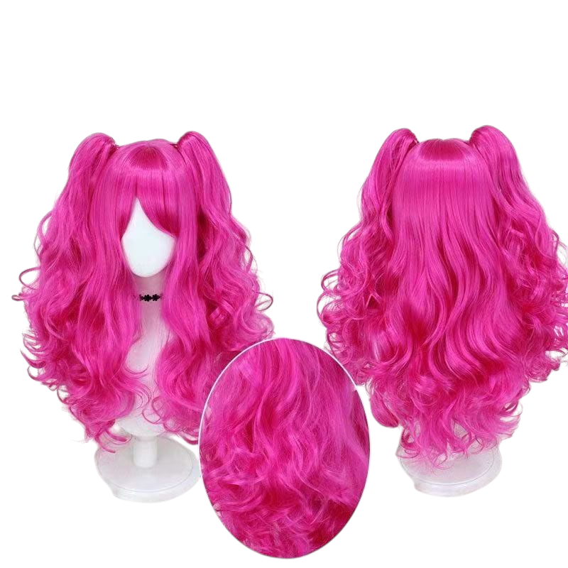 Violet Red My Little Pony Pinkie Pie Rose-Red Pigtail Cosplay Wig (Skin Top)