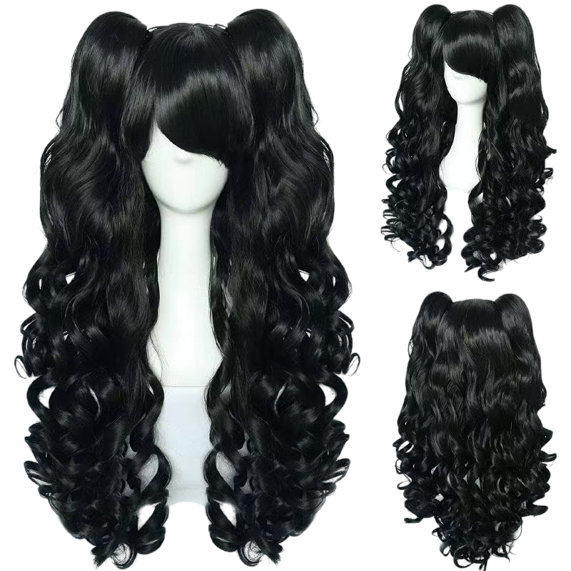Black My Little Pony Pinkie Pie Black Pigtail Cosplay Wig (Skin Top)