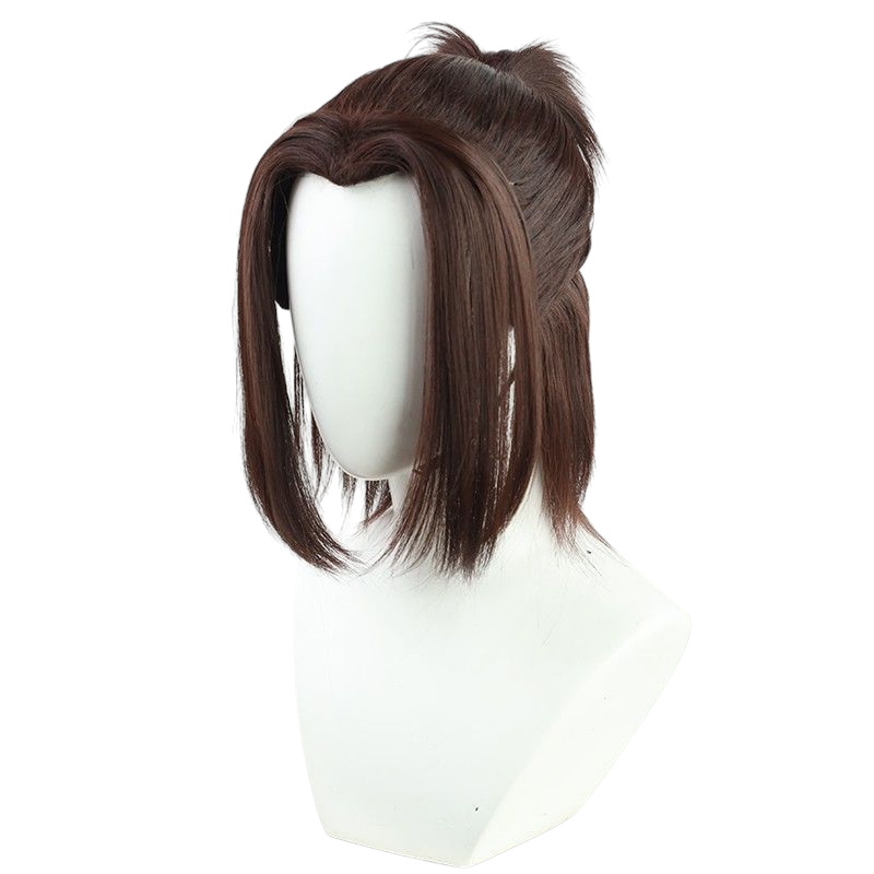 Beige Attack on Titan Gabi Braun Cosplay Wig (Dark Brown, Half-Tie, Widow's Peak)