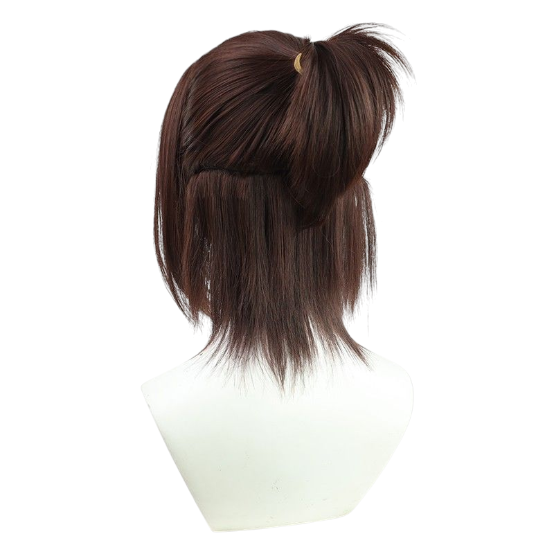 Beige Attack on Titan Gabi Braun Cosplay Wig (Dark Brown, Half-Tie, Widow's Peak)