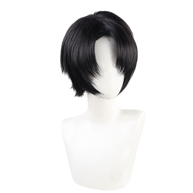 White Smoke Attack on Titan Levi Ackerman Cosplay Wig (Black Flipped Undercut)