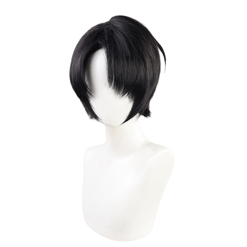White Smoke Attack on Titan Levi Ackerman Cosplay Wig (Black Flipped Undercut)