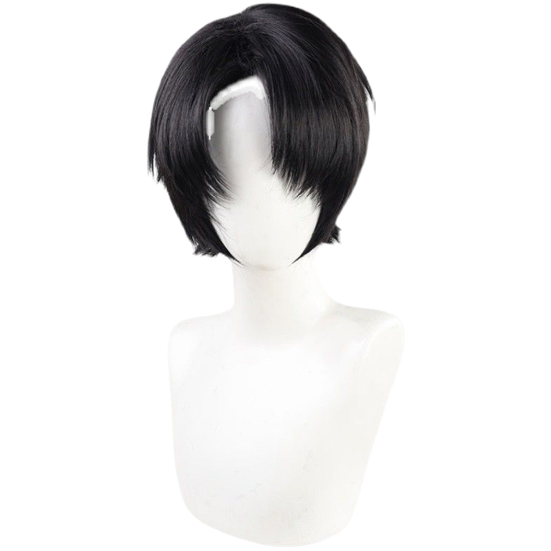 White Smoke Attack on Titan Levi Ackerman Cosplay Wig (Black Flipped Undercut)