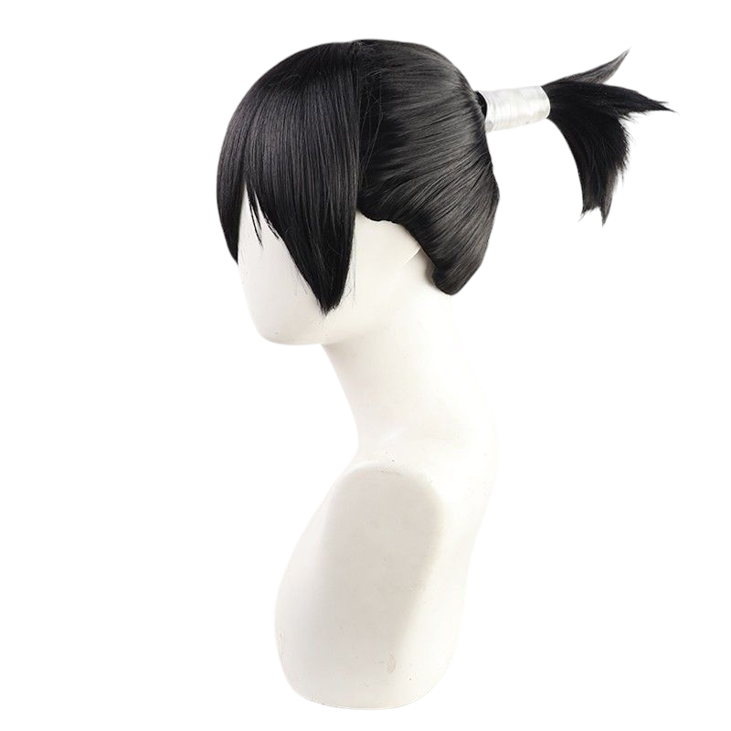 Antique White Jujutsu Kaisen Mechamaru (Kokichi Muta) Cosplay Wig - Black Styled