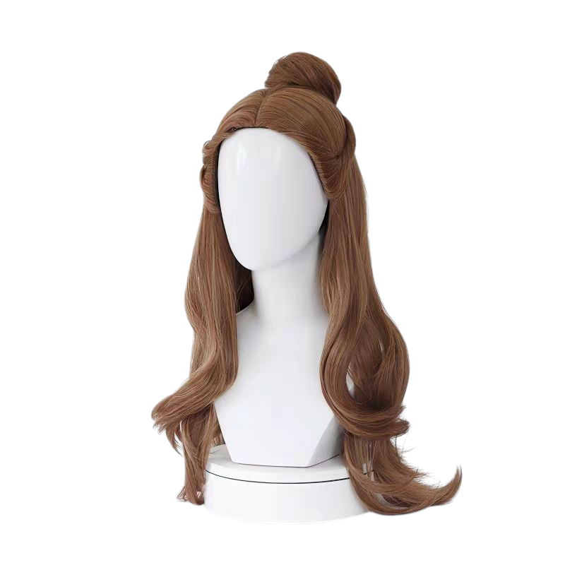 Light Gray Princess Belle Cosplay Wig | Beauty and the Beast (Brown Long Curls)