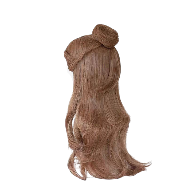 Dim Gray Princess Belle Cosplay Wig | Beauty and the Beast (Brown Long Curls)