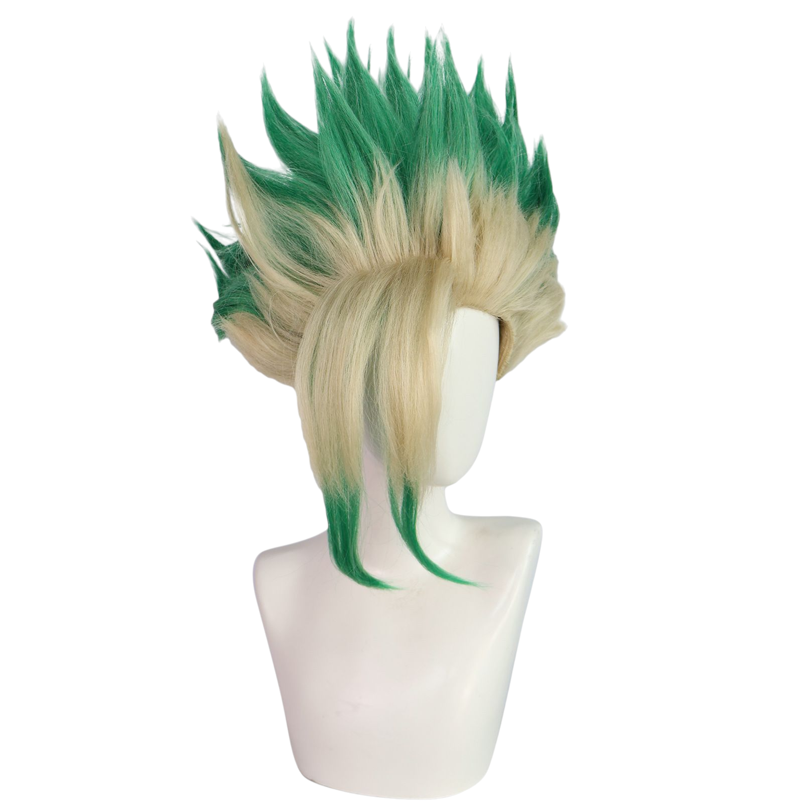 Gray Senku Ishigami Cosplay Wig | Dr. STONE (Green Gradient Spiked)