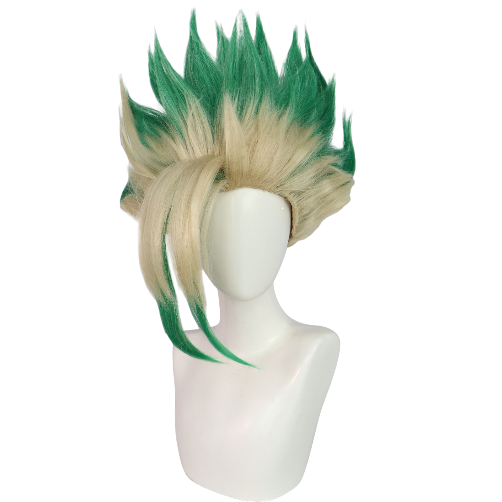 Gray Senku Ishigami Cosplay Wig | Dr. STONE (Green Gradient Spiked)