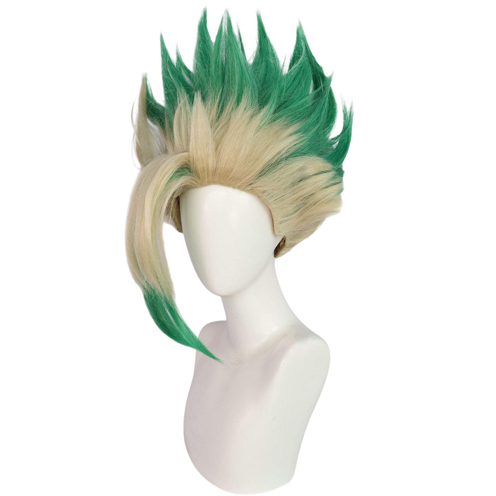 Gray Senku Ishigami Cosplay Wig | Dr. STONE (Green Gradient Spiked)