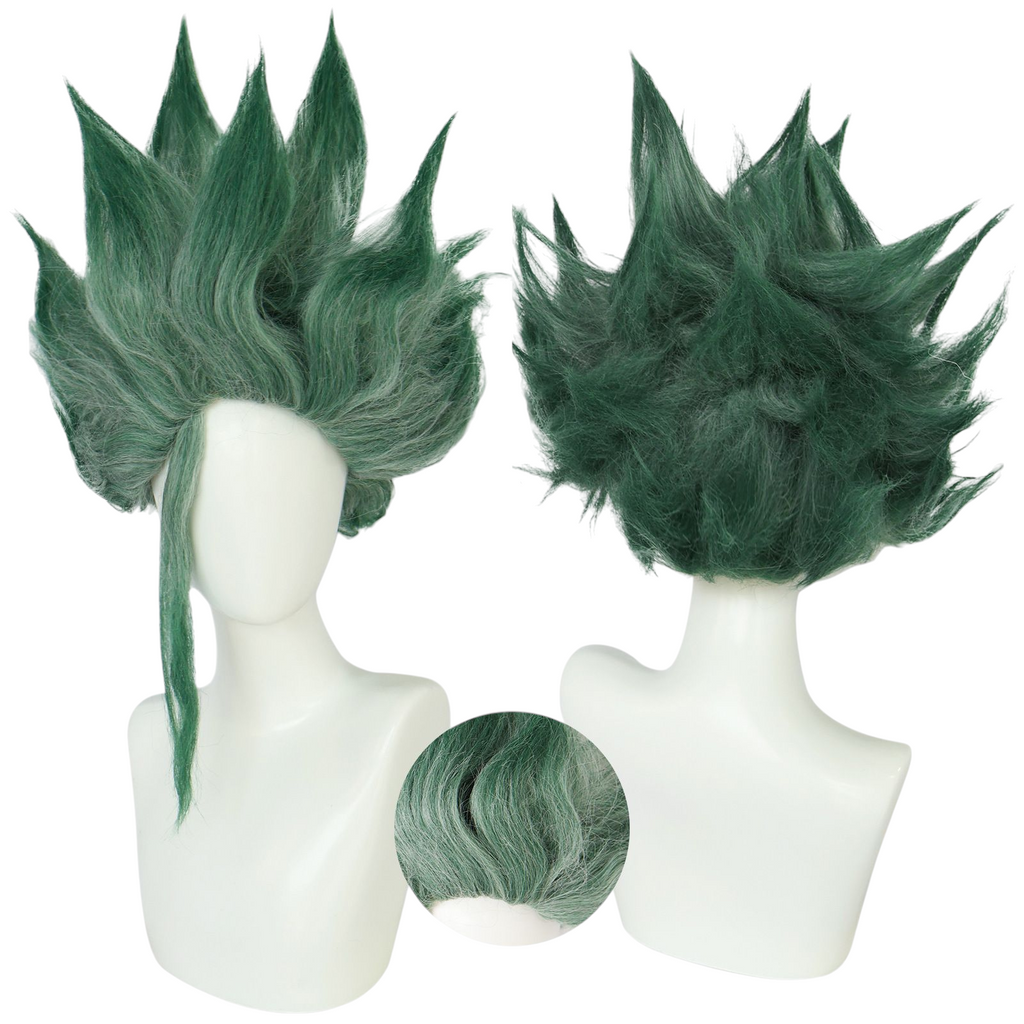 Dark Slate Gray Senku Ishigami Cosplay Wig | Dr. STONE (Green Gradient Short)