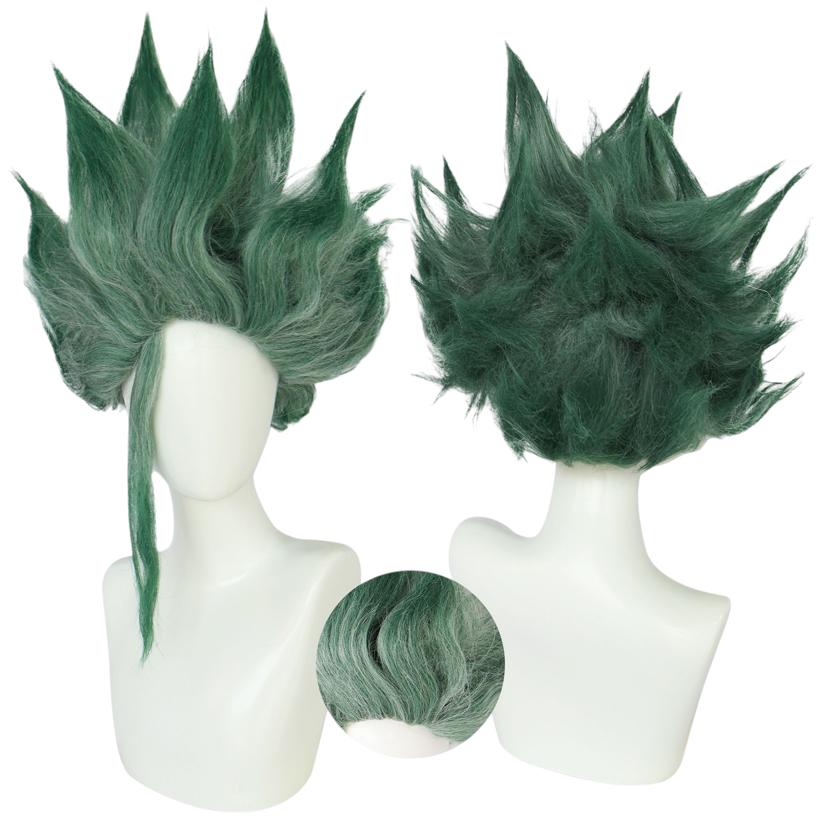 Dark Slate Gray Senku Ishigami Cosplay Wig | Dr. STONE (Green Gradient Short)