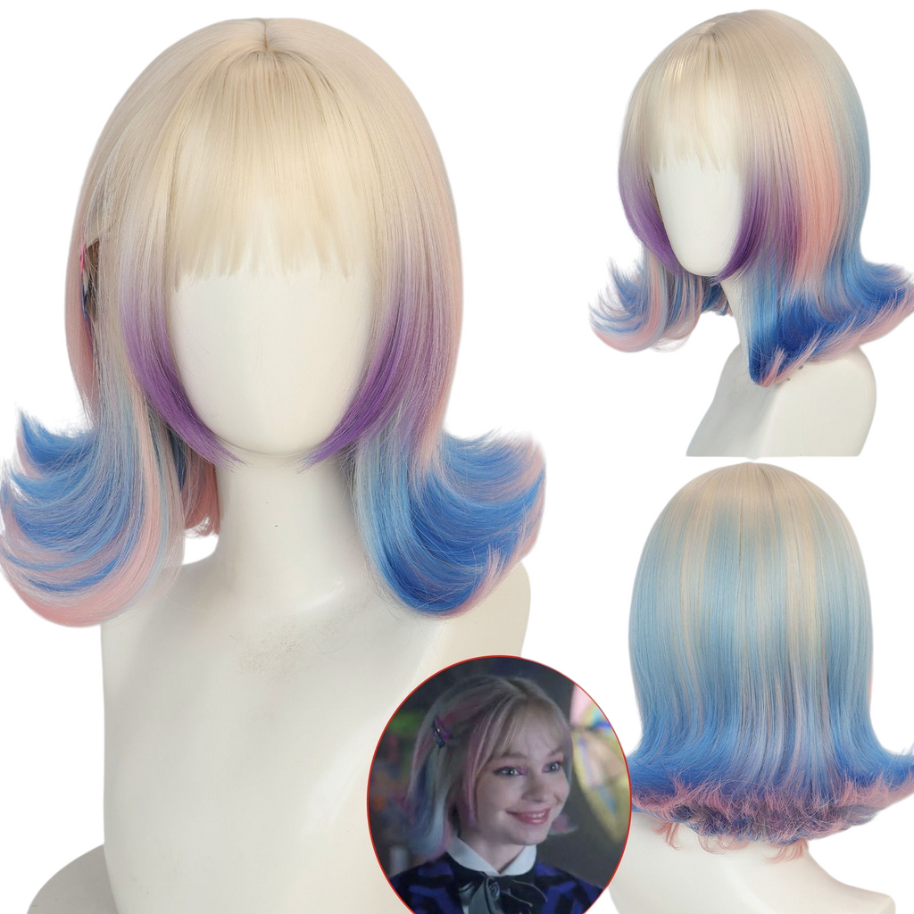 Gray Enid Sinclair Cosplay Wig | Wednesday (Colorful Scalp, Flipped)