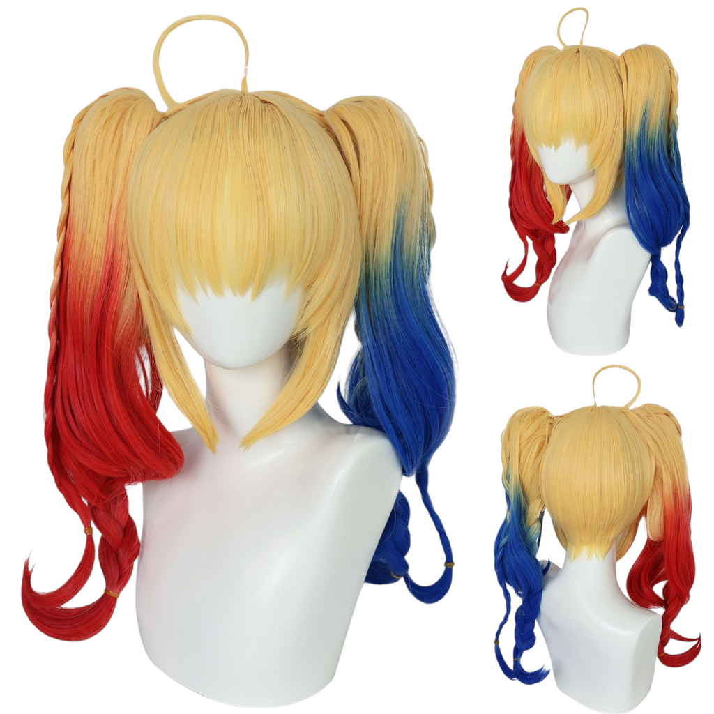 Dark Khaki Harley Quinn Cosplay Wig | Suicide Squad (Gradient Pigtails)