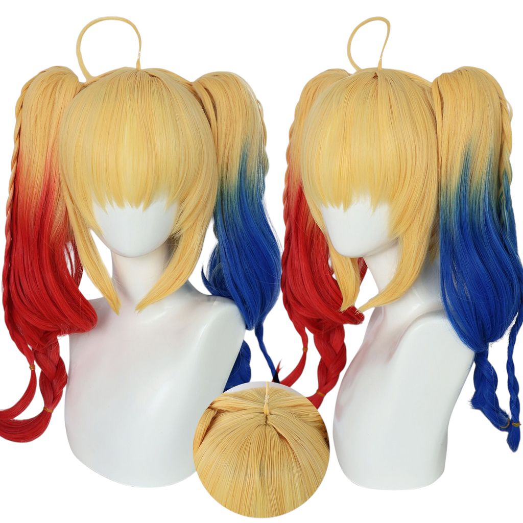 Dark Khaki Harley Quinn Cosplay Wig | Suicide Squad (Gradient Pigtails)
