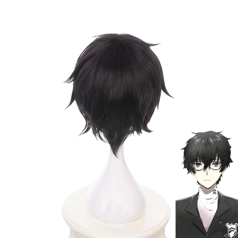 Beige Ren Amamiya "Joker" Cosplay Wig | Persona 5 (Black Flipped)