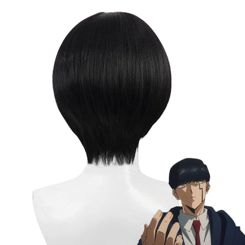 Dark Slate Gray Mash Burnedead Cosplay Wig | Mashle (Black, Skin Top)