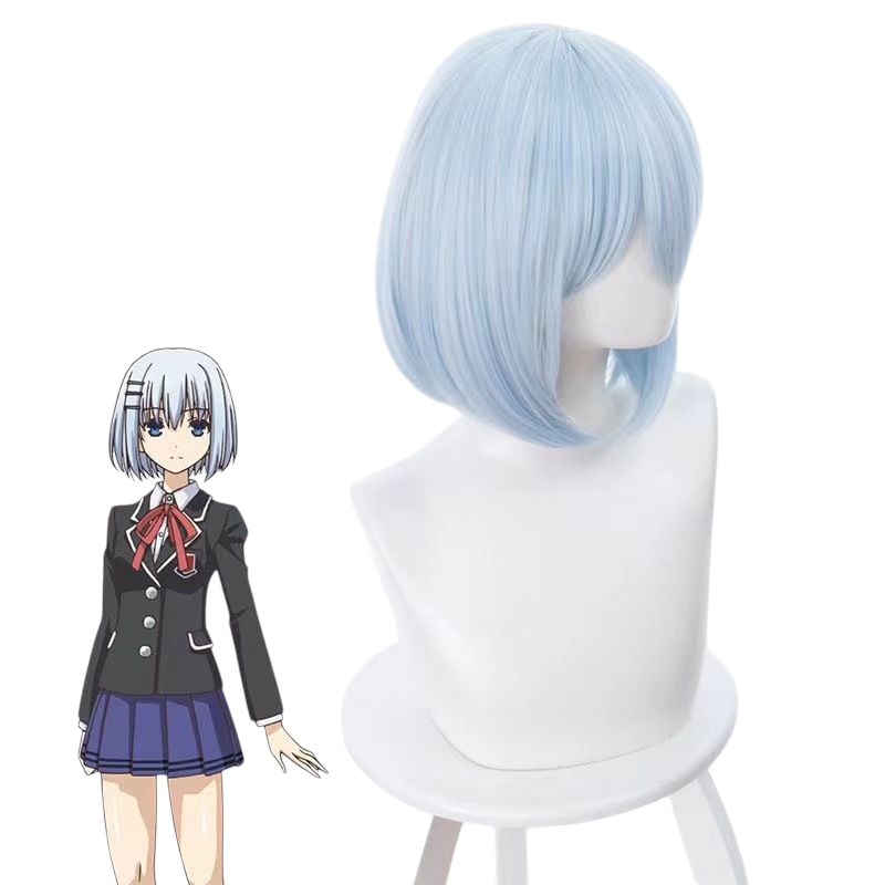 Light Gray Origami Tobiichi Cosplay Wig | Date A Live (Light Blue Bob)