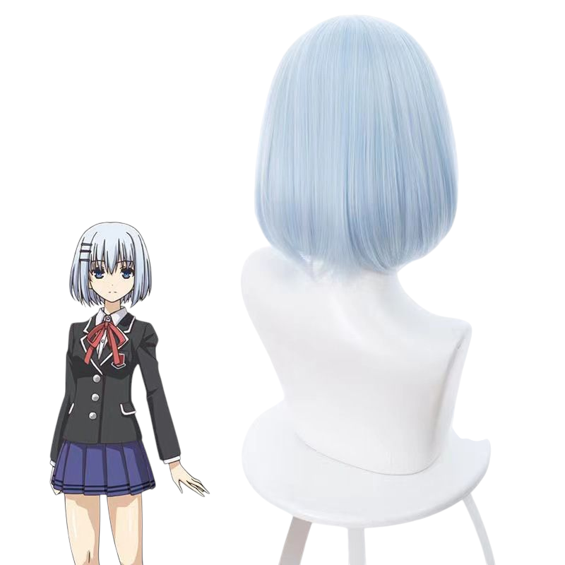 Light Gray Origami Tobiichi Cosplay Wig | Date A Live (Light Blue Bob)