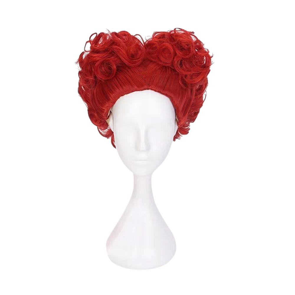 White Smoke Red Queen Cosplay Wig | Alice in Wonderland 2 (Red Heart Curls)