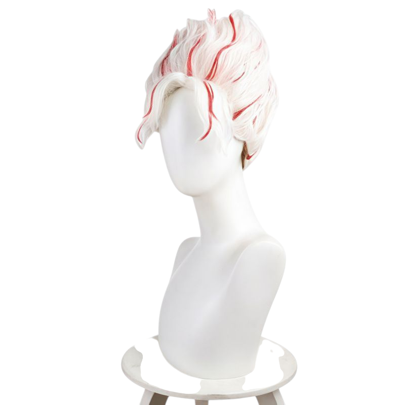 Antique White Okarun "Transformed" Cosplay Wig | Dandadan (Red/White Highlight)