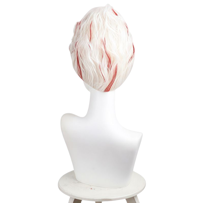 Light Gray Okarun "Transformed" Cosplay Wig | Dandadan (Red/White Highlight)