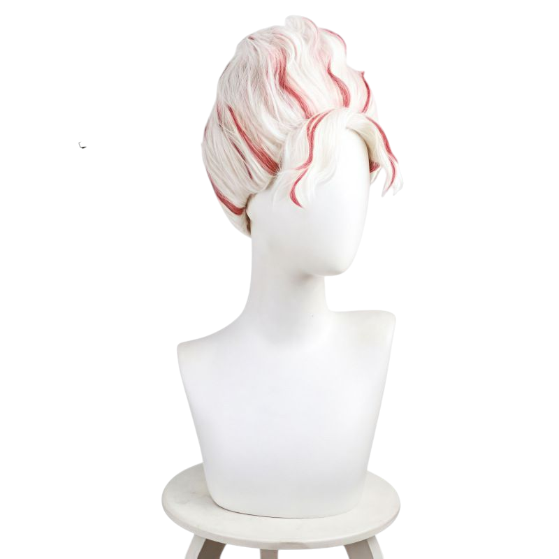 Antique White Okarun "Transformed" Cosplay Wig | Dandadan (Red/White Highlight)
