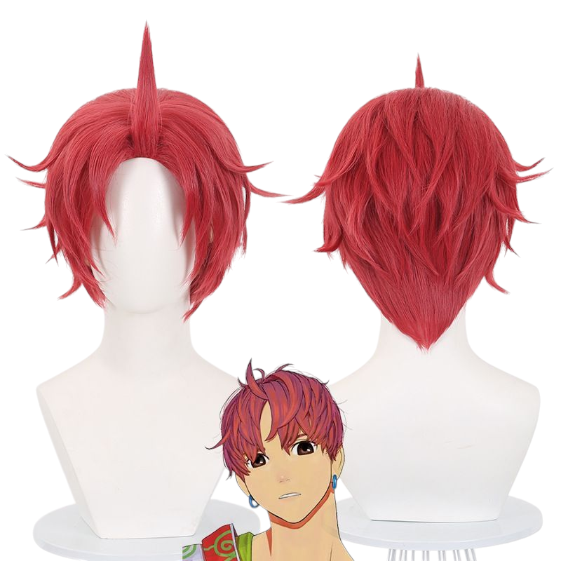 Maroon Jin Enjoji "Jiji" Cosplay Wig | Dandadan (Red)