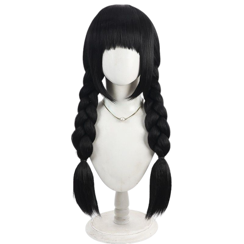 Dark Slate Gray Identity V Little Girl "Pomegranate" Black Cosplay Wig with Cornrows & Thick Braids