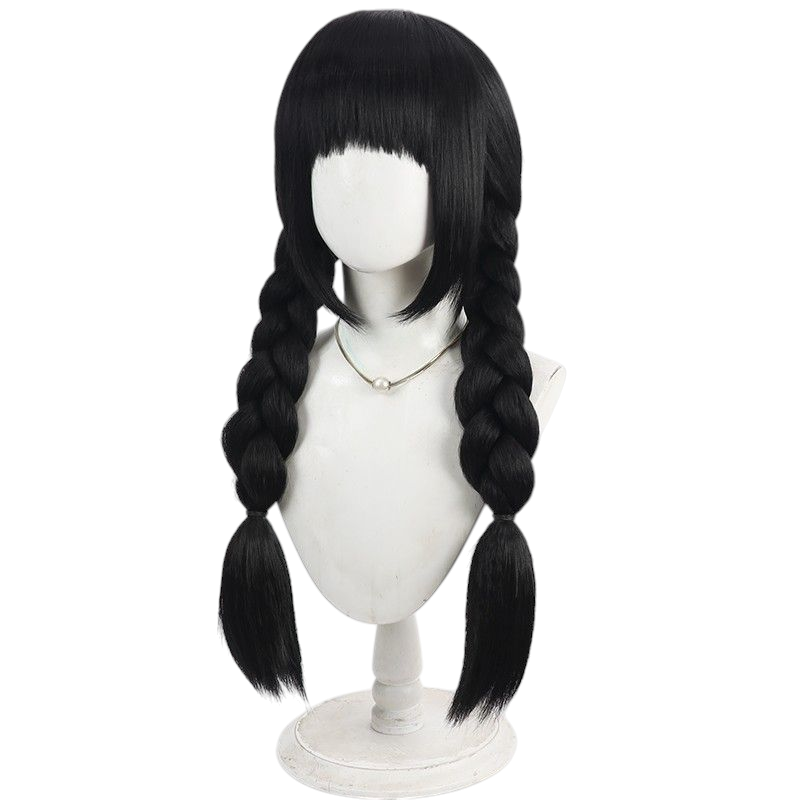 Dark Slate Gray Identity V Little Girl "Pomegranate" Black Cosplay Wig with Cornrows & Thick Braids