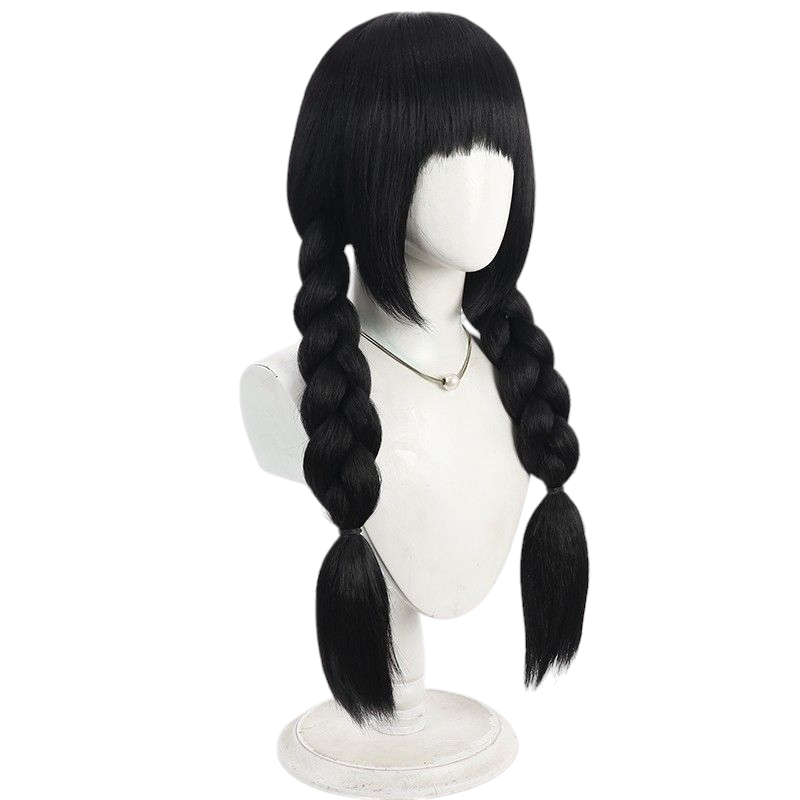 Dark Slate Gray Identity V Little Girl "Pomegranate" Black Cosplay Wig with Cornrows & Thick Braids