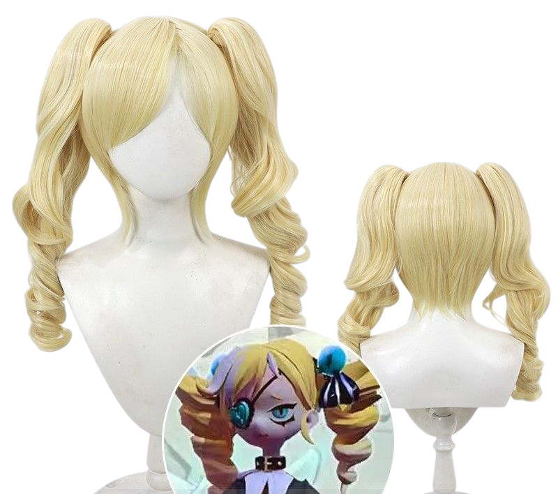 Light Gray Identity V Mute "Stella" (Eggy Party Crossover) Cosplay Wig with Detachable Pigtails