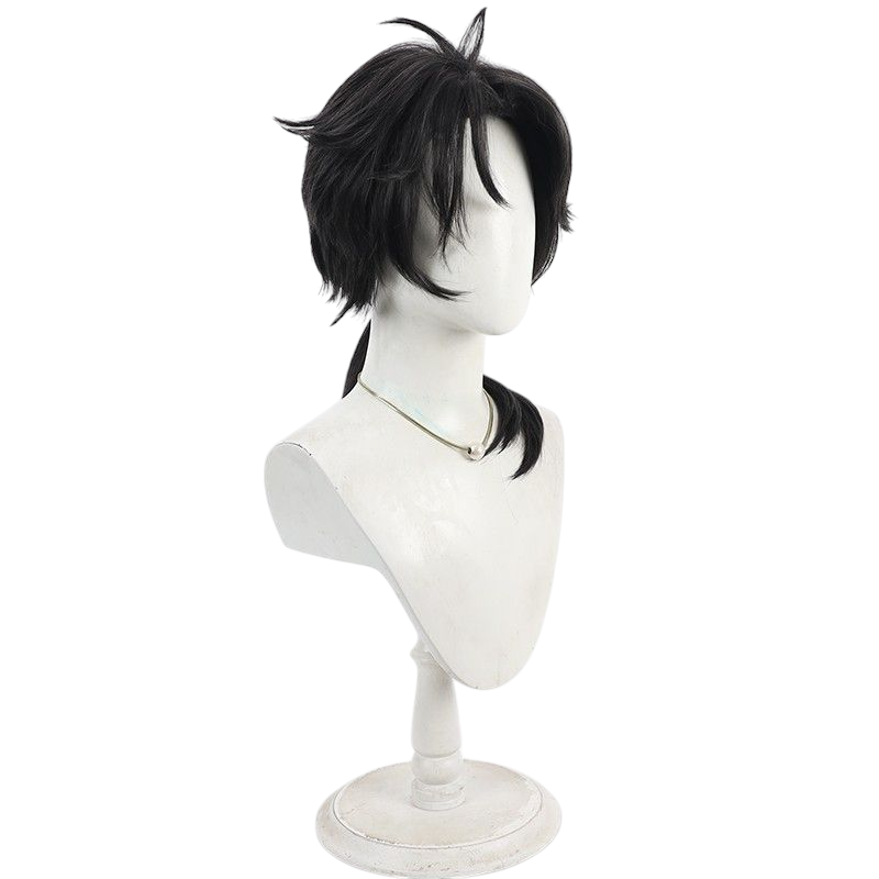 Dark Slate Gray Identity V BLK Team Embalmer "Aesop" Black Cosplay Wig with Long Ponytail