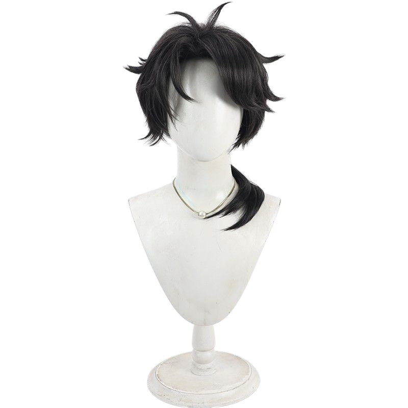 Dark Slate Gray Identity V BLK Team Embalmer "Aesop" Black Cosplay Wig with Long Ponytail