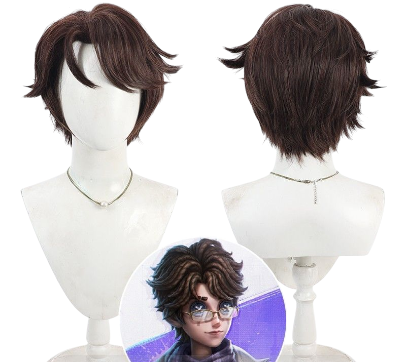 Light Gray Identity V BLK Team Seer "Eli" Dark Brown Layered & Flipped Cosplay Wig