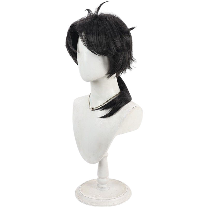 Dark Slate Gray Identity V BLK Team Embalmer "Aesop" Black Cosplay Wig with Long Ponytail