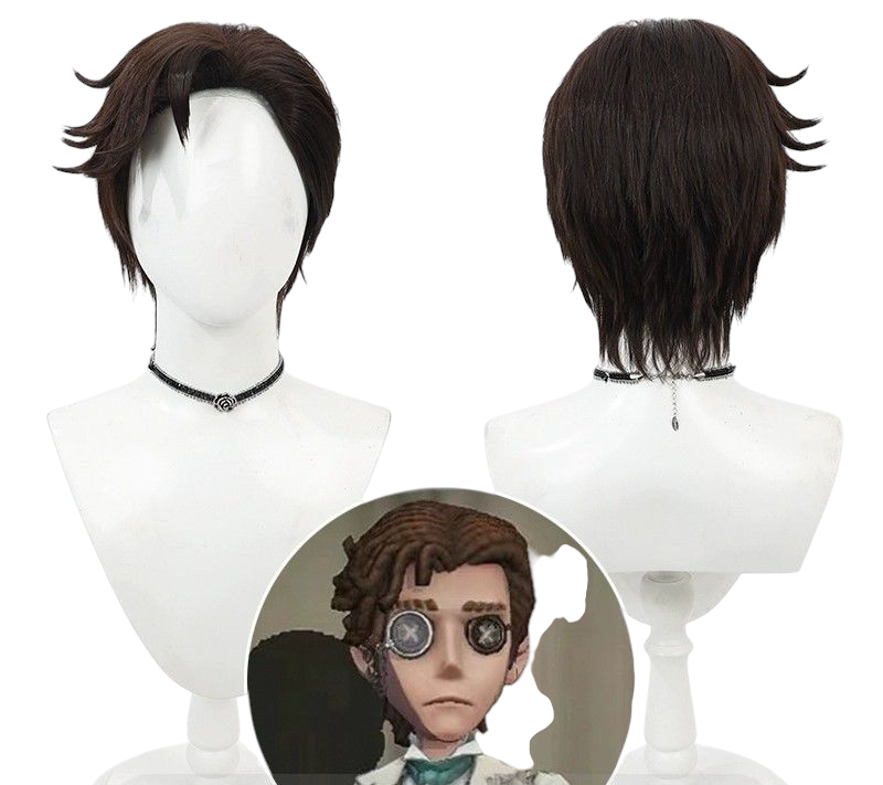 Light Gray Identity V Novelist "Orpheus" Dark Brown Short Cosplay Wig (Side Part)
