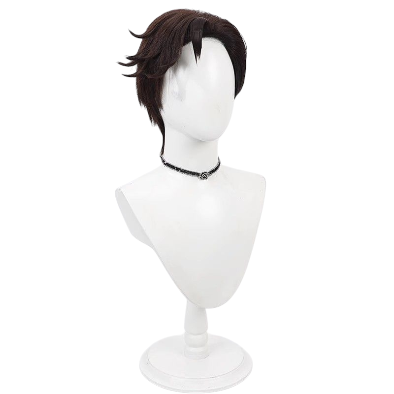 Lavender Identity V Novelist "Orpheus" Dark Brown Short Cosplay Wig (Side Part)