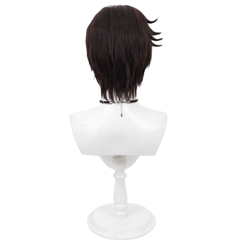 Lavender Identity V Novelist "Orpheus" Dark Brown Short Cosplay Wig (Side Part)