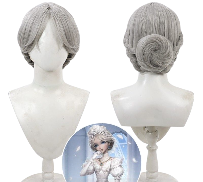 Light Gray Identity V Madame Red "The Promised Day" (Back to the Past) Silver-Grey Updo Cosplay Wig