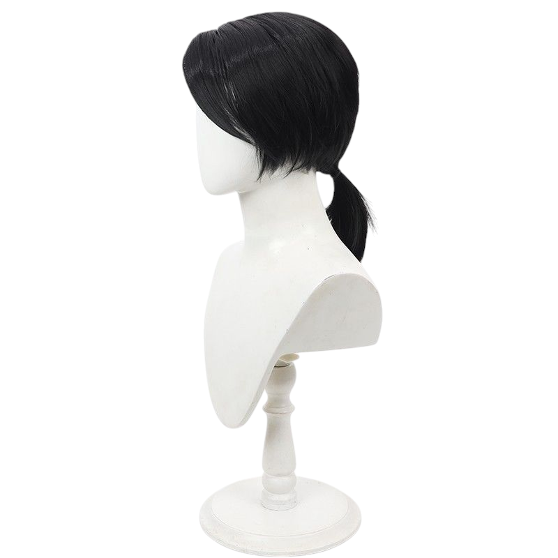 Antique White Identity V Embalmer "Banquet Butler" (Aesop Carl) Black Cosplay Wig with Long Ponytail & Scalp