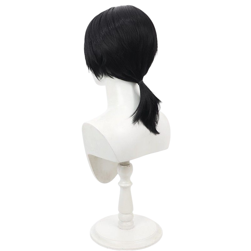 Antique White Identity V Embalmer "Banquet Butler" (Aesop Carl) Black Cosplay Wig with Long Ponytail & Scalp