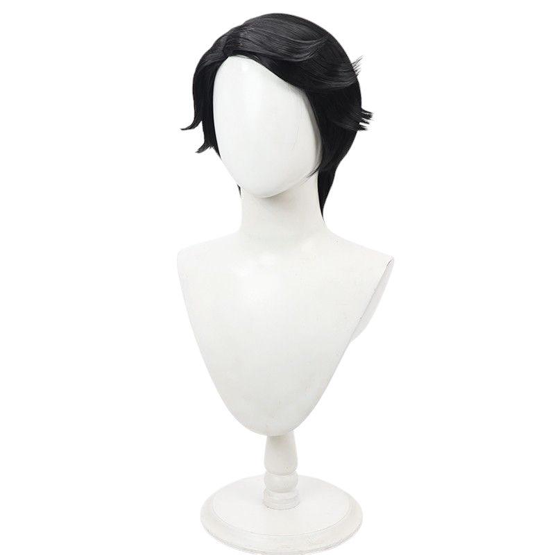 Beige Identity V Embalmer "Memory Rider" (Aesop Carl) Black Cosplay Wig with Simulated Scalp