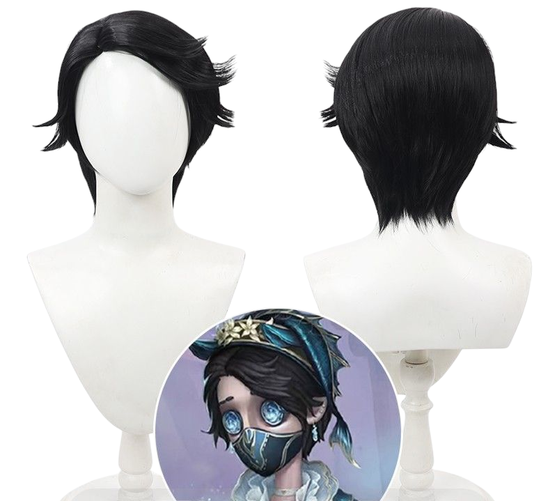Dark Slate Gray Identity V Embalmer "Memory Rider" (Aesop Carl) Black Cosplay Wig with Simulated Scalp