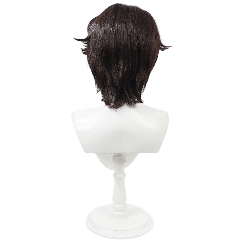 Beige Identity V Puppeteer "Mathias" (Default) Dark Brown Flipped Short Cosplay Wig