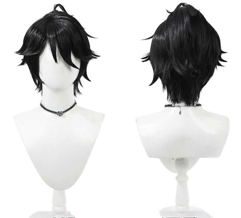 Lavender Identity V Prisoner "OPH Team" (Luca Balsa) Crossover Black Flipped Cosplay Wig